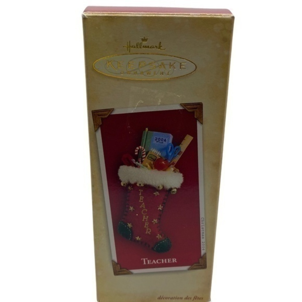 Hallmark Keepsake Teacher Christmas Ornament 2004 in Box Red Stocking
